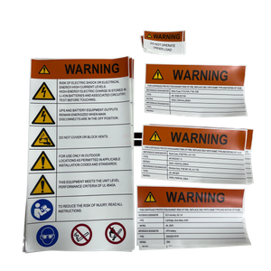 Custom UL969 Compliant Equipment Safety Warning Stickers