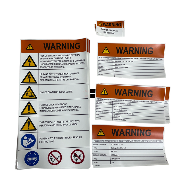 Custom UL969 Compliant Equipment Safety Warning Stickers